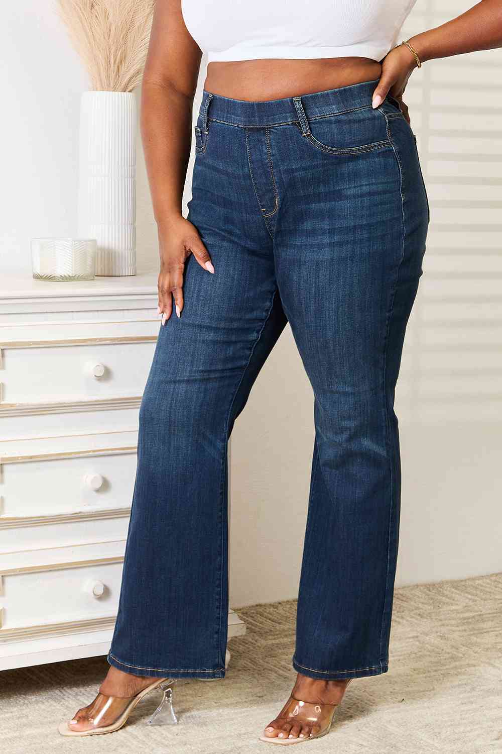 Judy Blue Elastic Waistband Straight Jeans