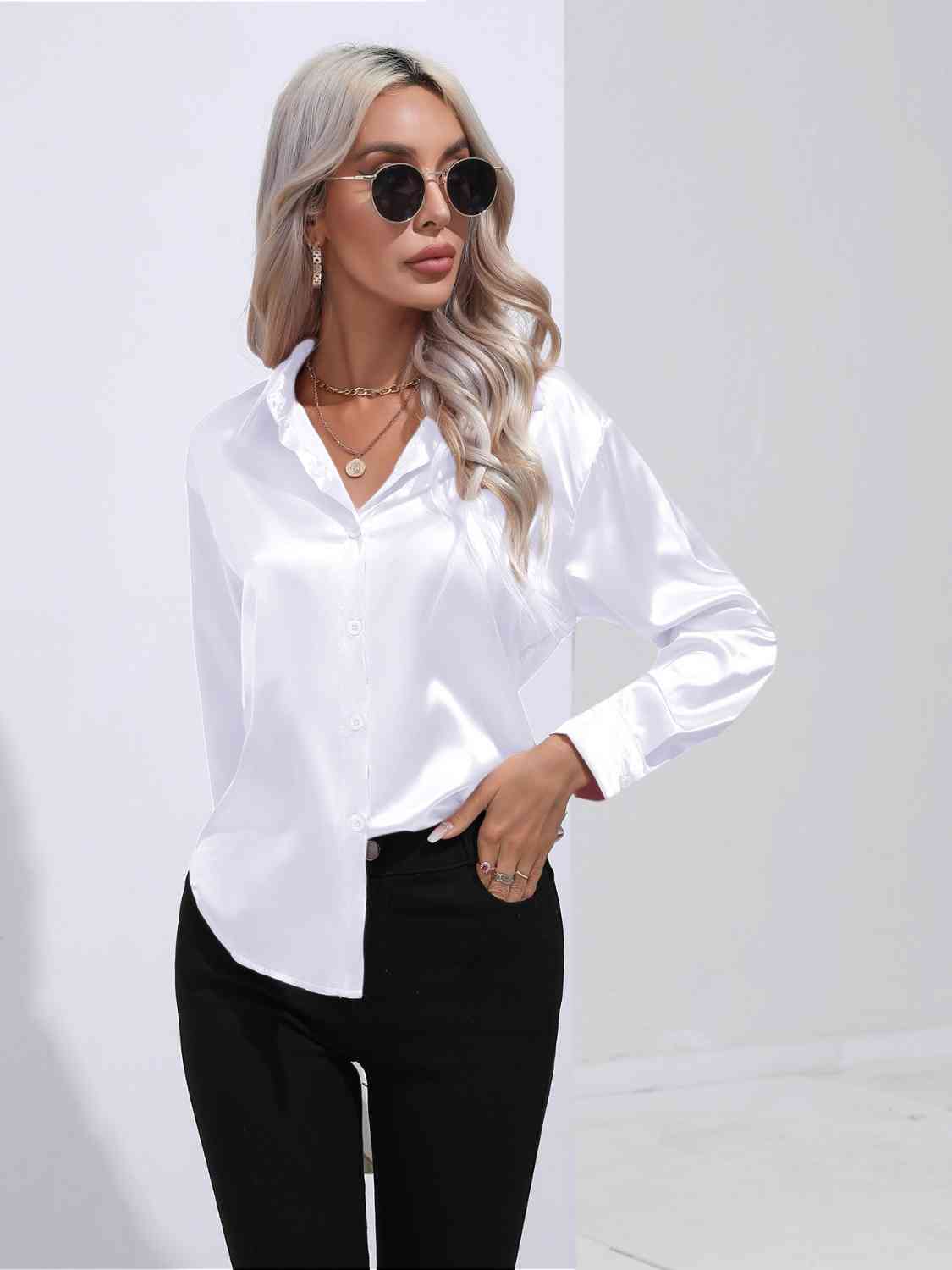 Satiny Long Sleeve Shirt