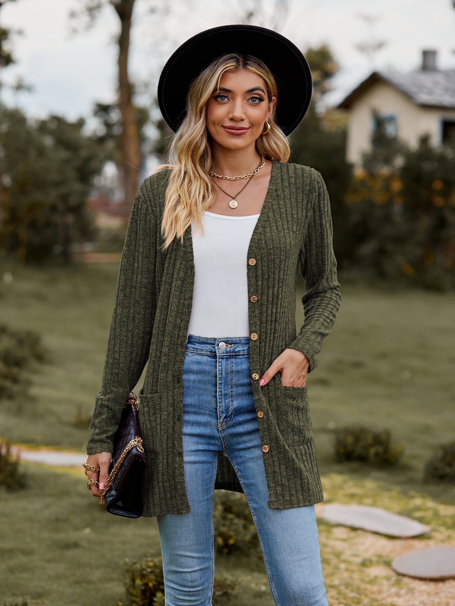 Heathered Ribbed Cardigan