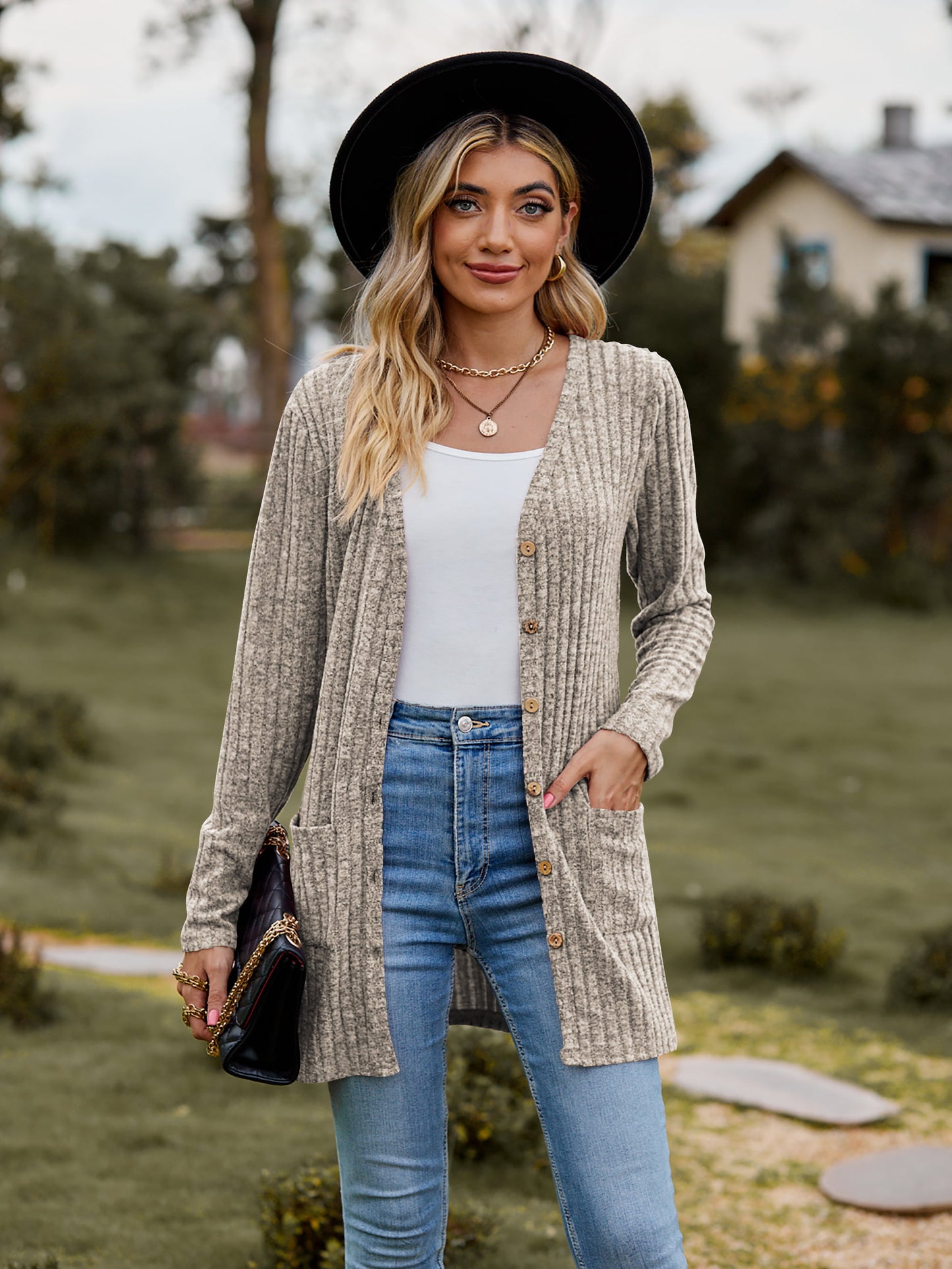 Heathered Ribbed Cardigan