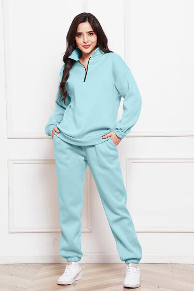 Half Zip Long Sleeve Sweatshirt & Jogger Set