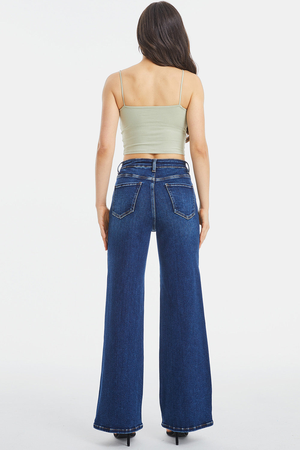 Dark-Wash High Waist Wide Leg Jeans