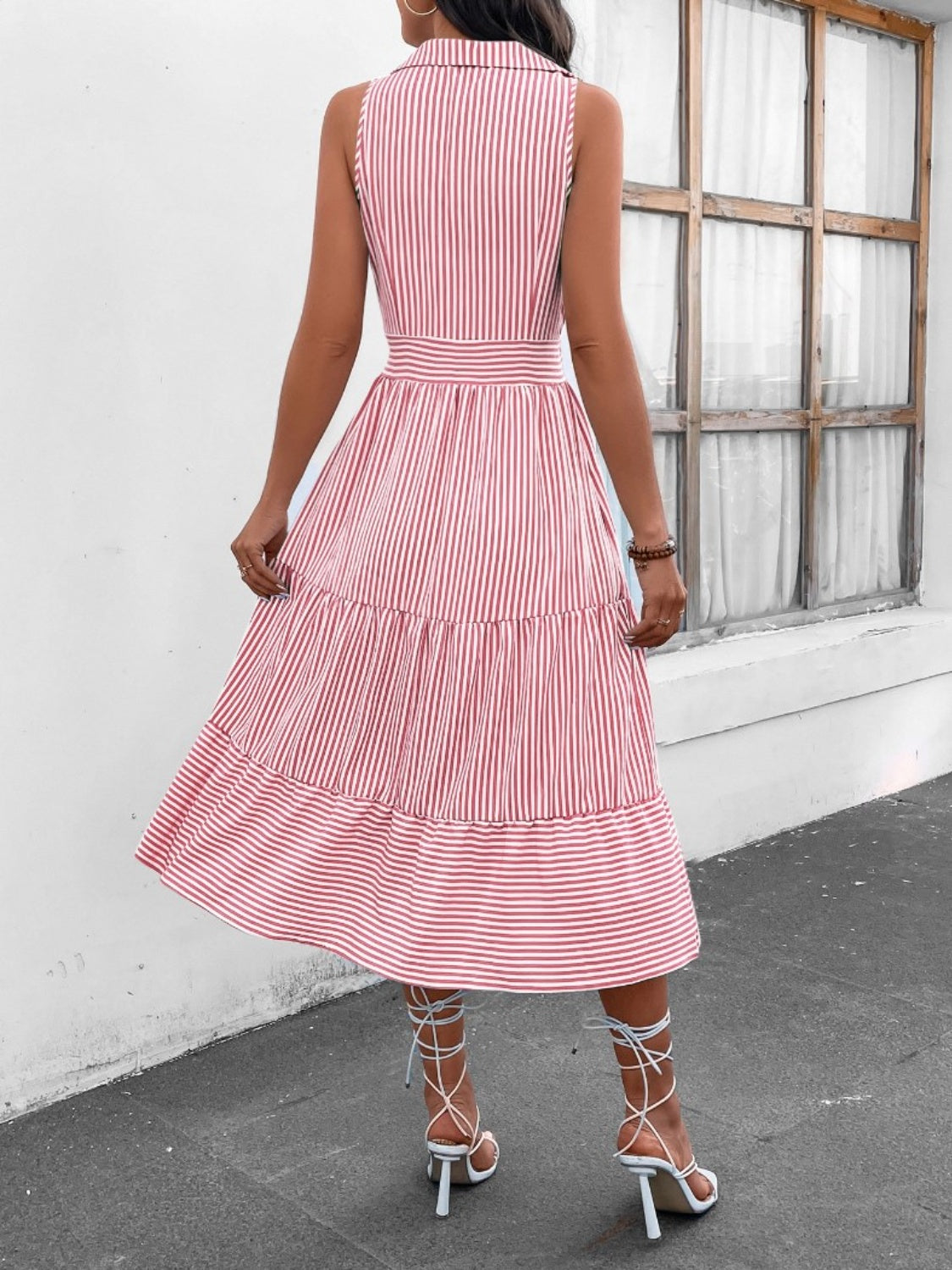 Striped Sleeveless Midi Dress