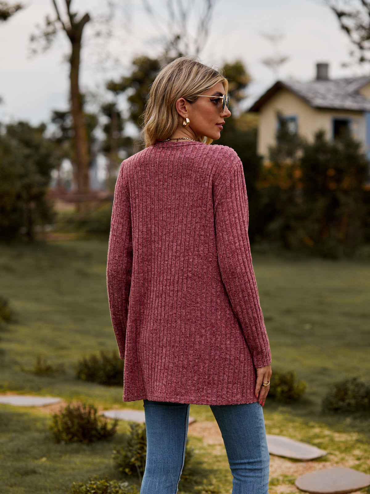 Heathered Ribbed Cardigan