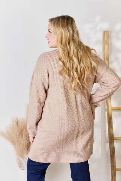 Light Mocha Cable-Knit Cardigan