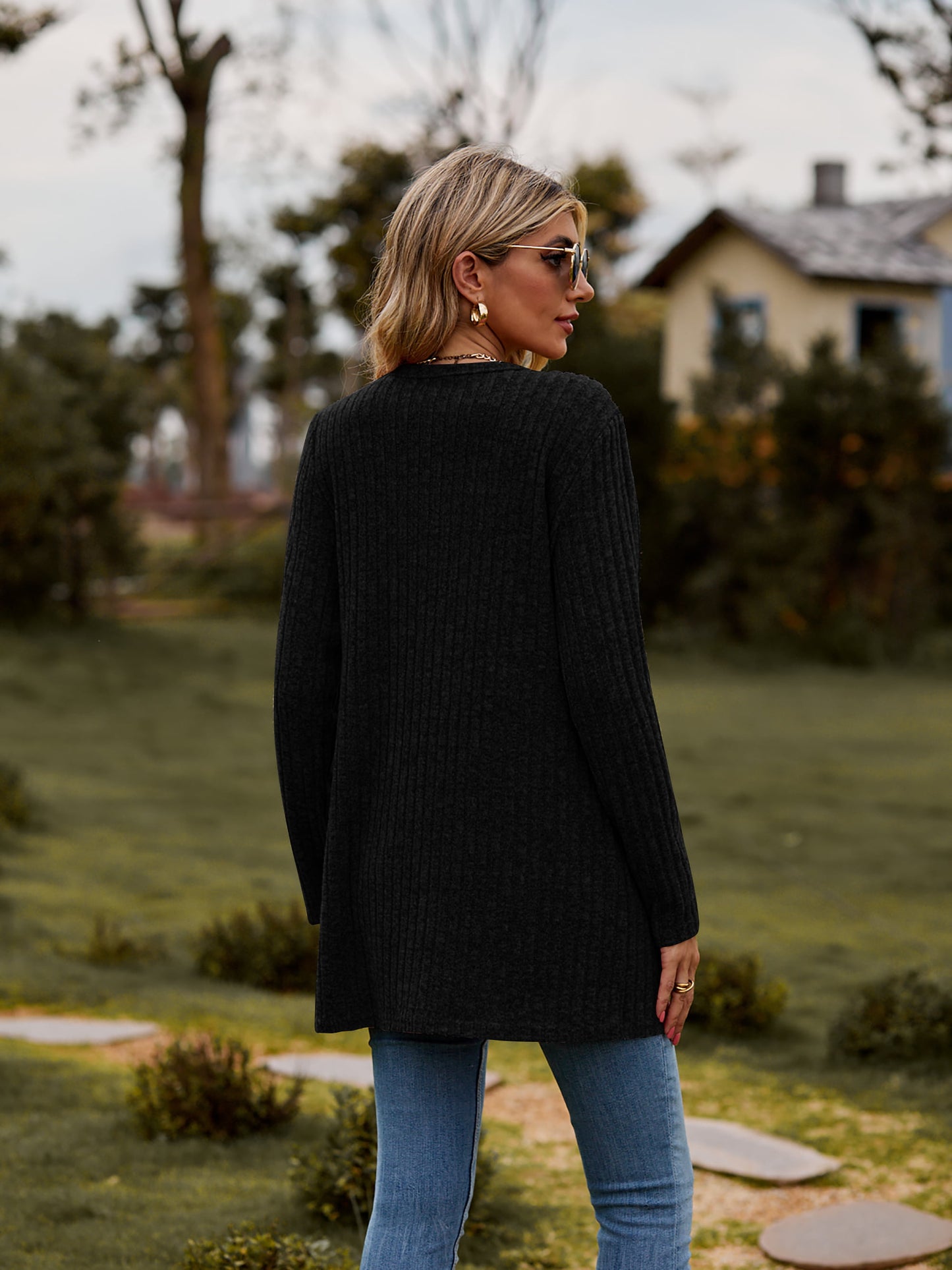 Heathered Ribbed Cardigan