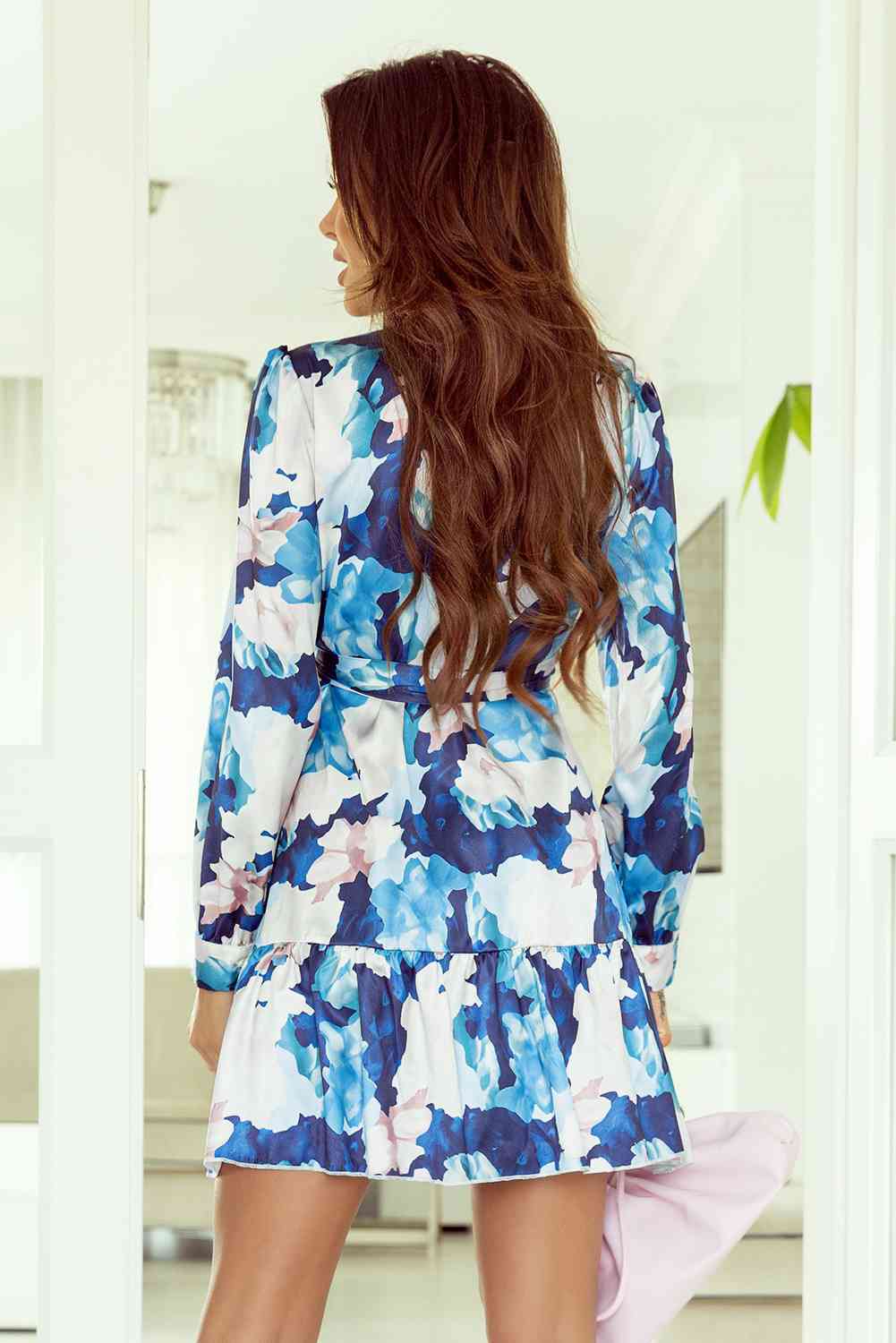 Floral Long Sleeve Ruffled Mini Dress