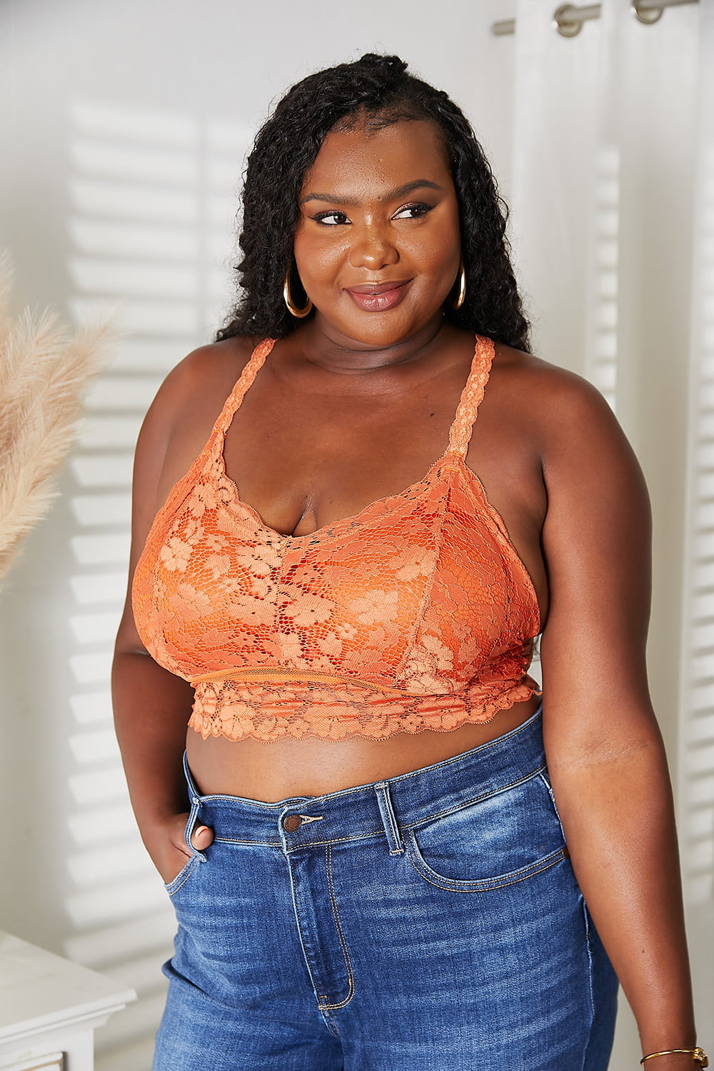 Lace Rust Criss-Cross Bralette