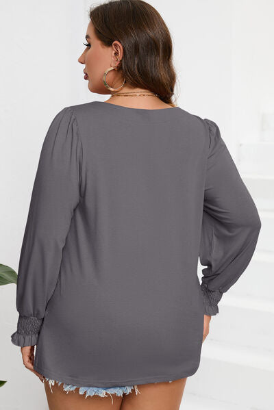 Square Neck Lantern Sleeve Top