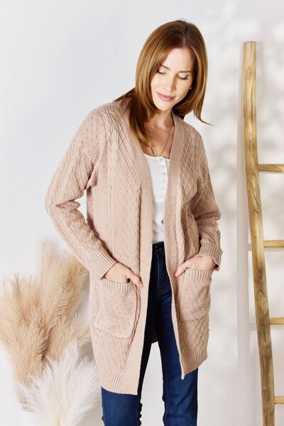 Light Mocha Cable-Knit Cardigan