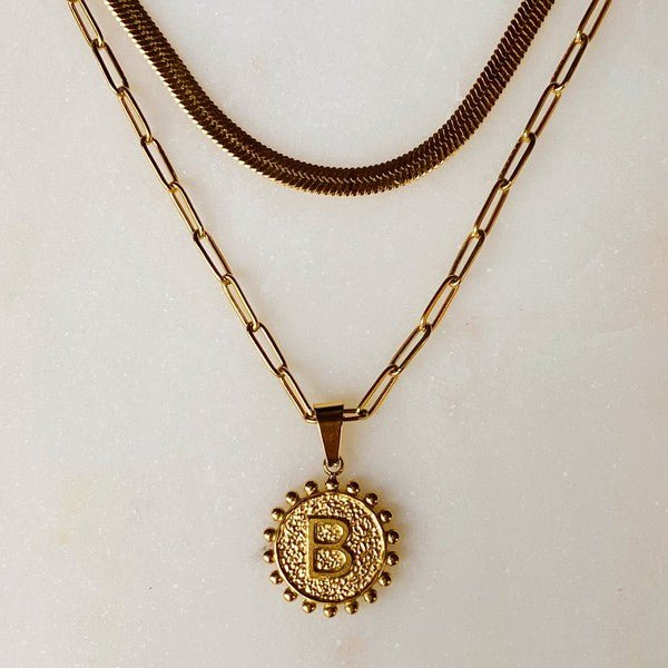 Double Chain Initial Necklace - Quelle's BoutiQue