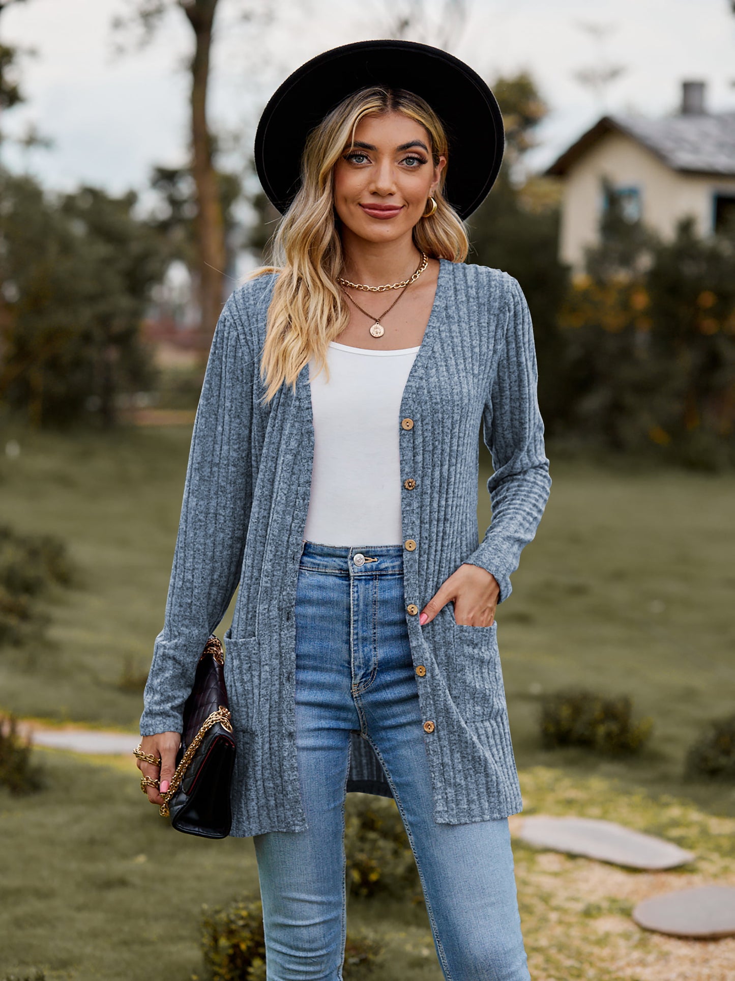 Heathered Ribbed Cardigan