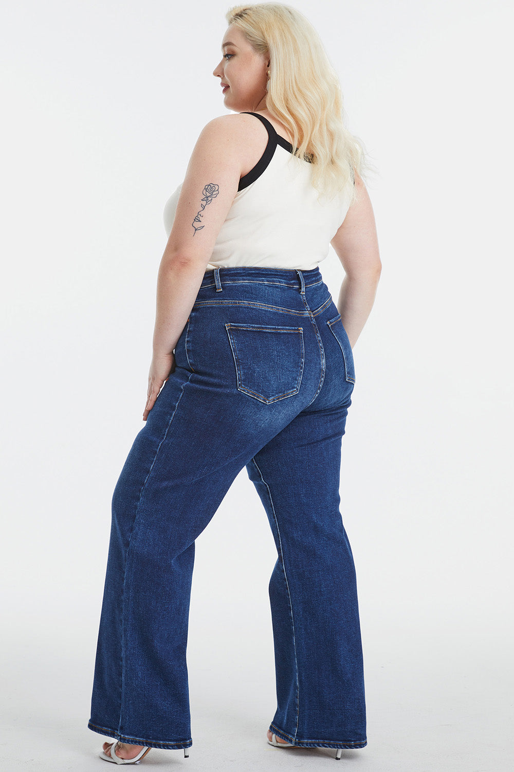 Dark-Wash High Waist Wide Leg Jeans