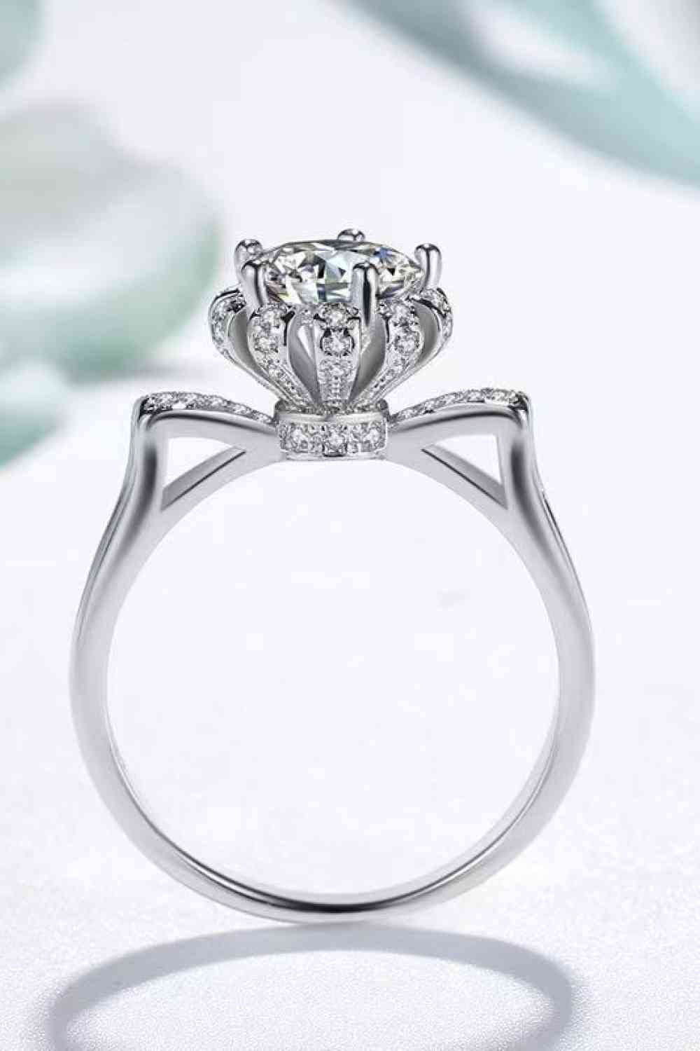 Round Moissanite Crown Silver Ring