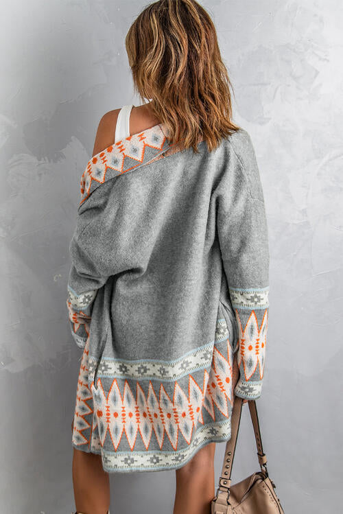 Geometric Print Accent Cardigan