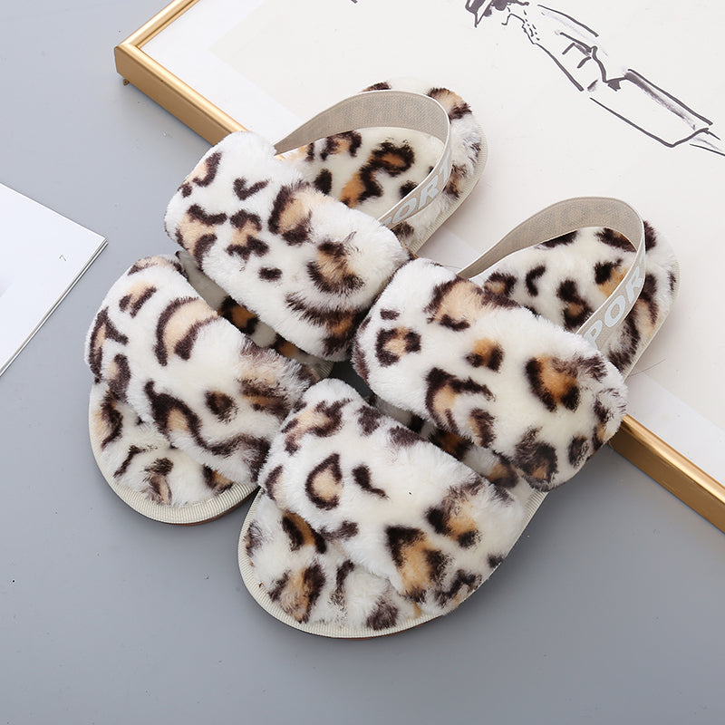 Faux Furry Open Toe Slippers