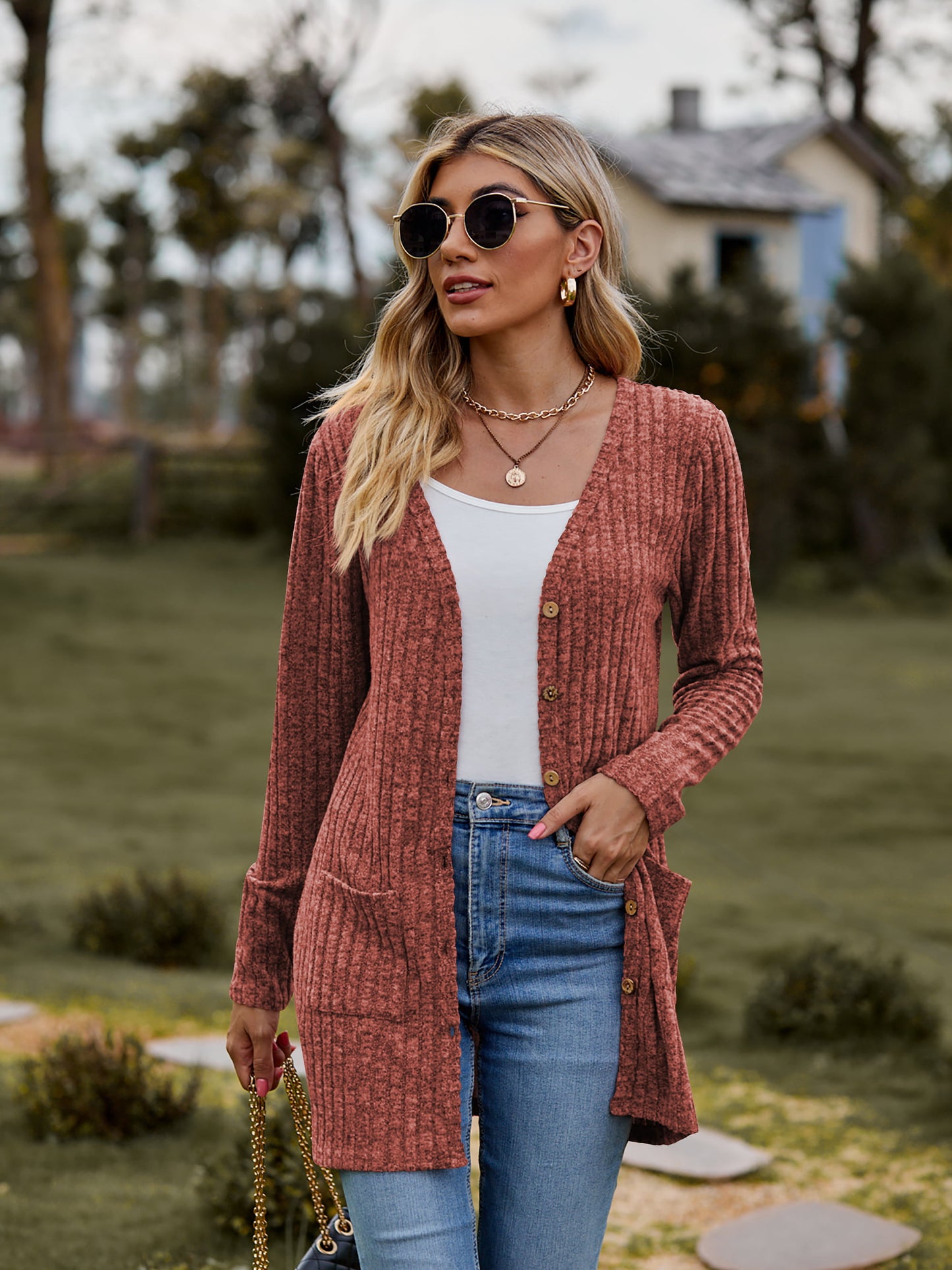 Heathered Ribbed Cardigan