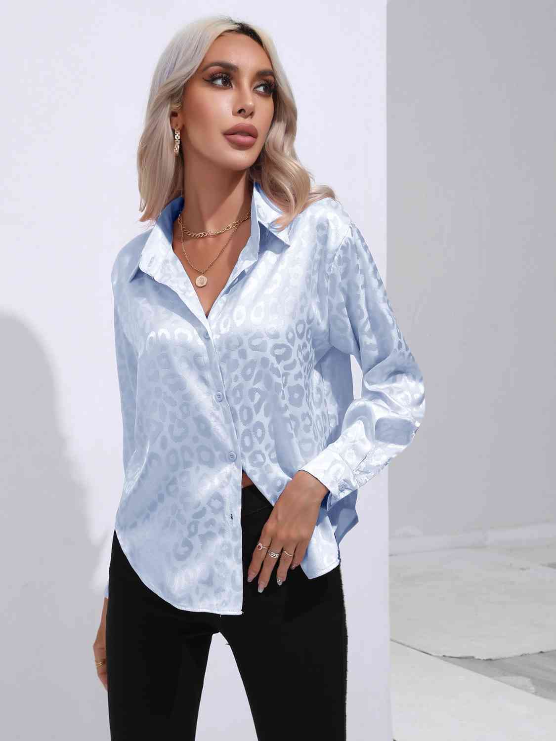 Contrast Print Satin Shirt