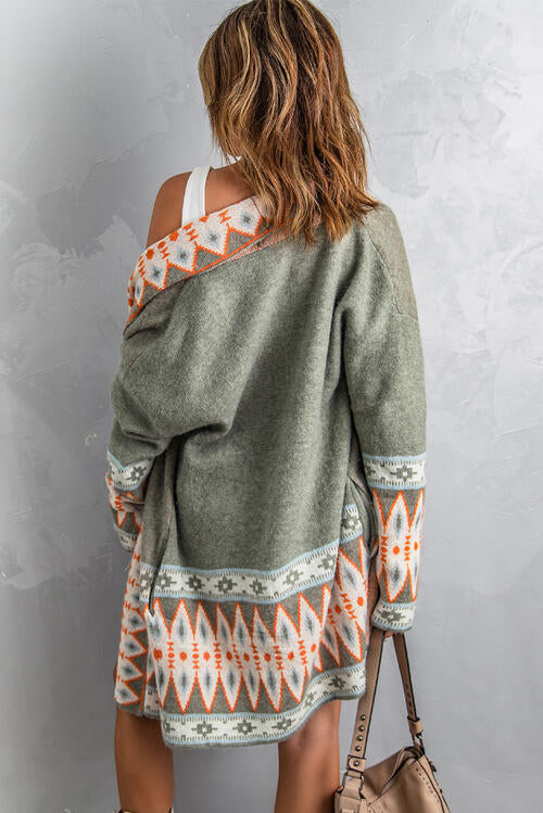 Geometric Print Accent Cardigan