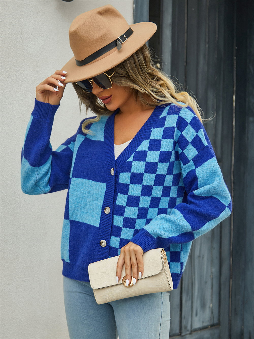 Color-Block Dropped Shoulder Cardigan