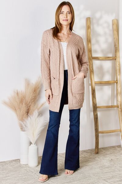 Light Mocha Cable-Knit Cardigan