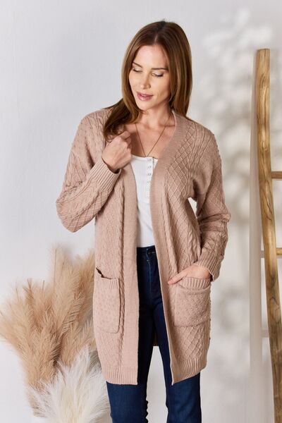 Light Mocha Cable-Knit Cardigan