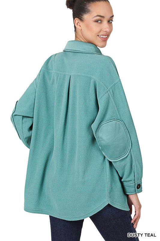 Elbow Patch Solid Fleece Jacket - Quelle's BoutiQue