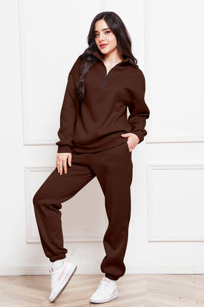 Half Zip Long Sleeve Sweatshirt & Jogger Set