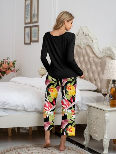 Top and Printed Pants Lounge Set