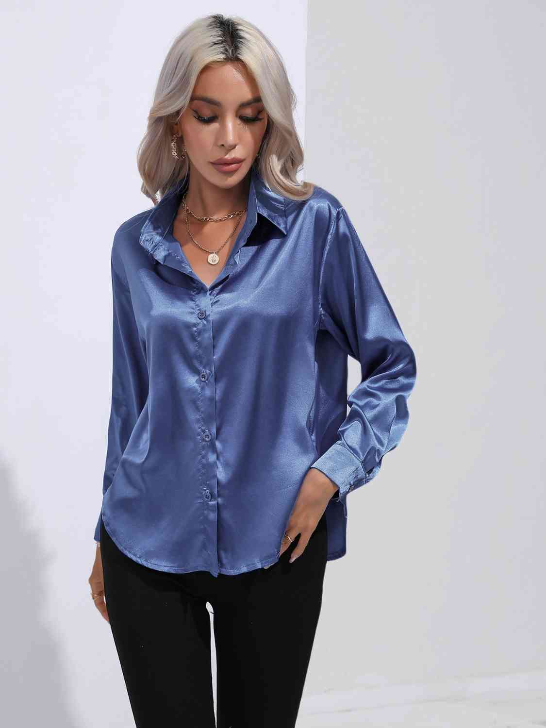 Satiny Long Sleeve Shirt