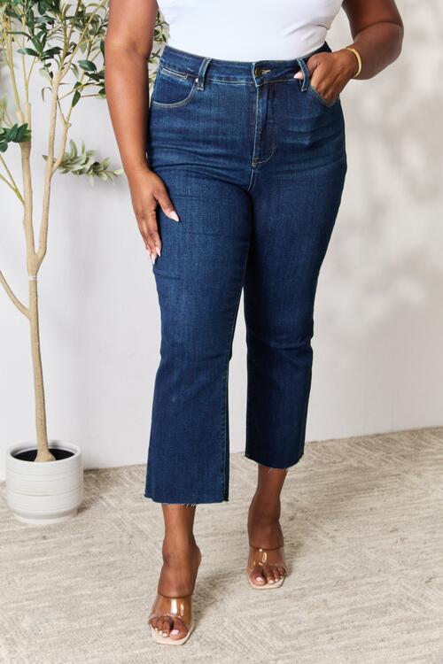 Raw Hem Straight Leg Jeans