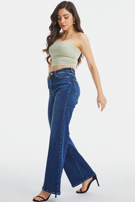 Dark-Wash High Waist Wide Leg Jeans