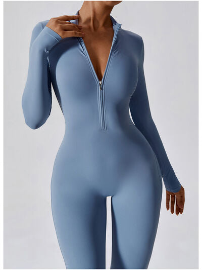 Front Zip Long Sleeve Jumpsuit