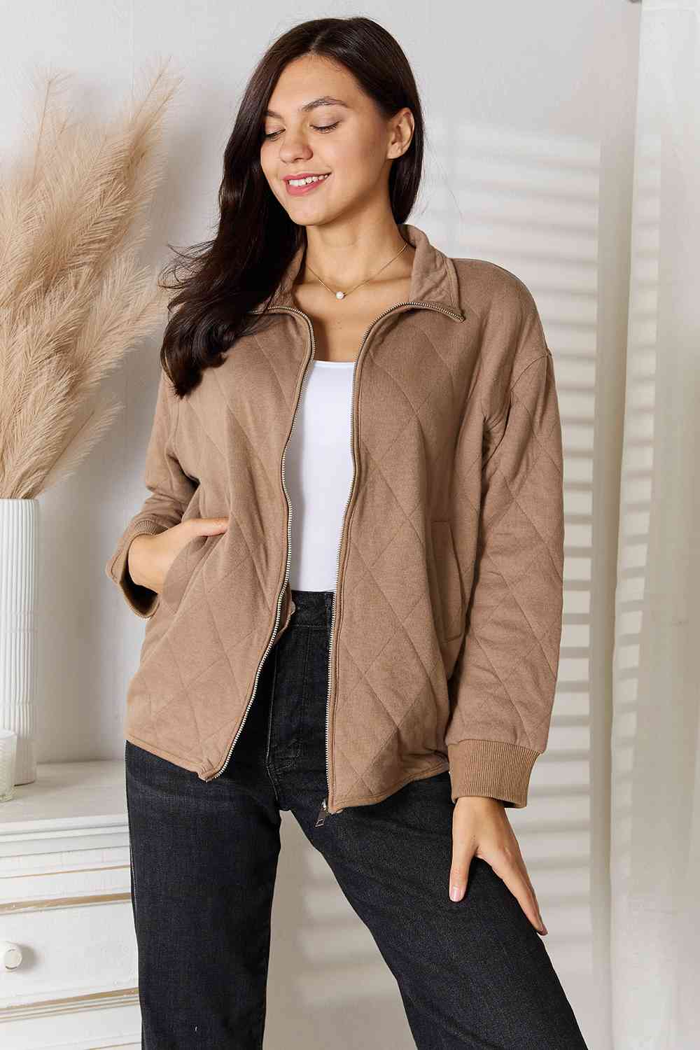 Casual Mocha Jacket with Pockets