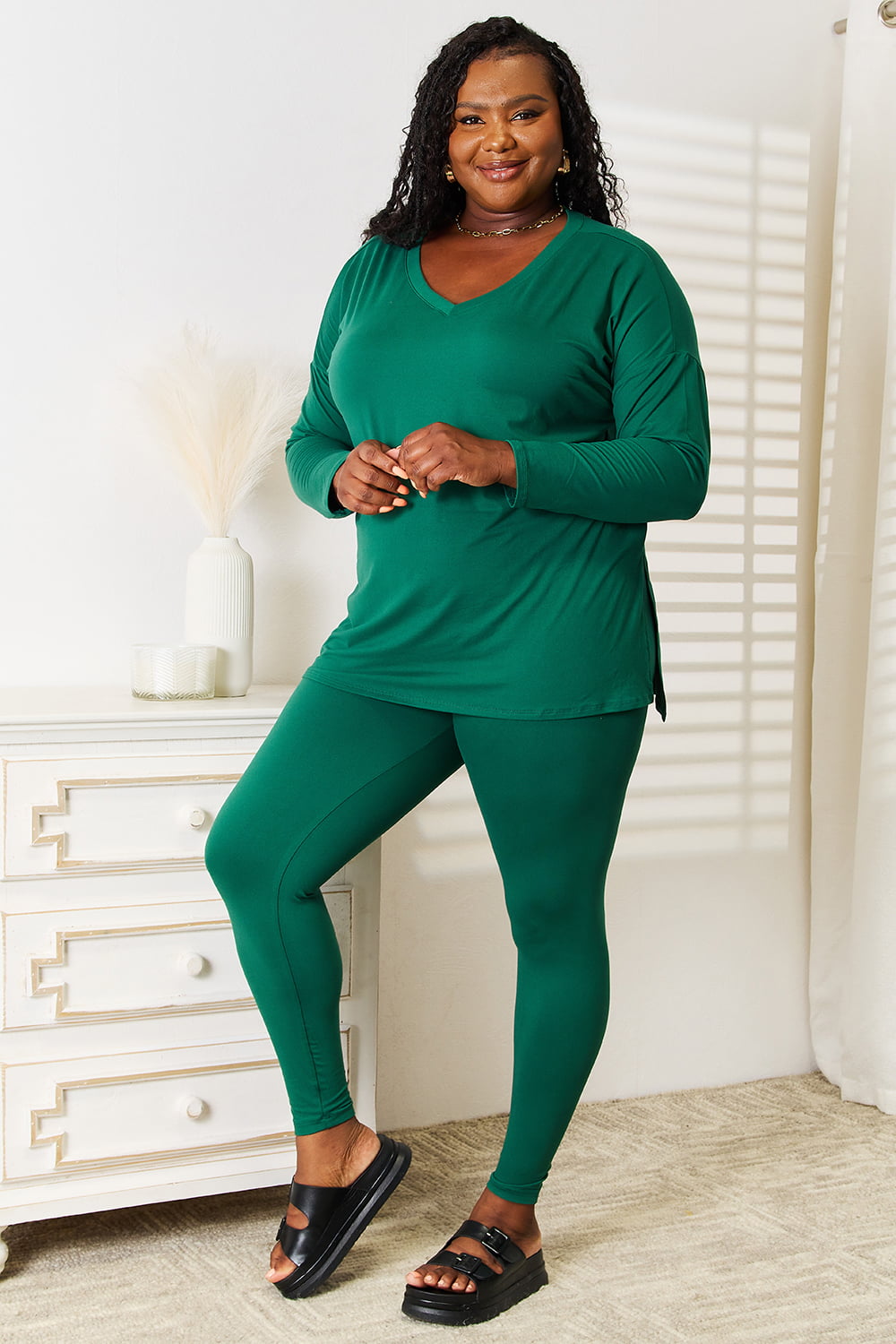 V-Neck Top and Leggings Set