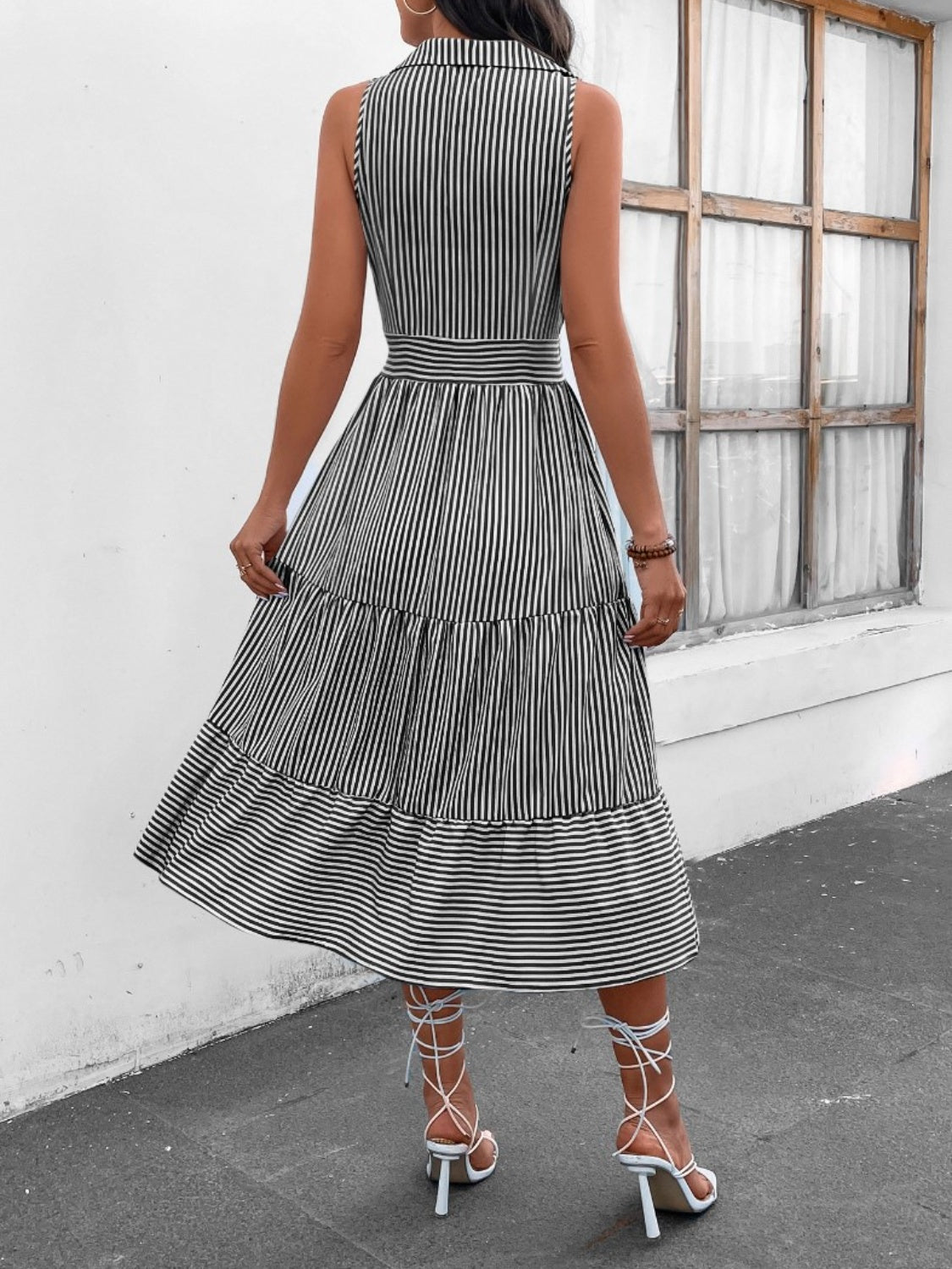 Striped Sleeveless Midi Dress