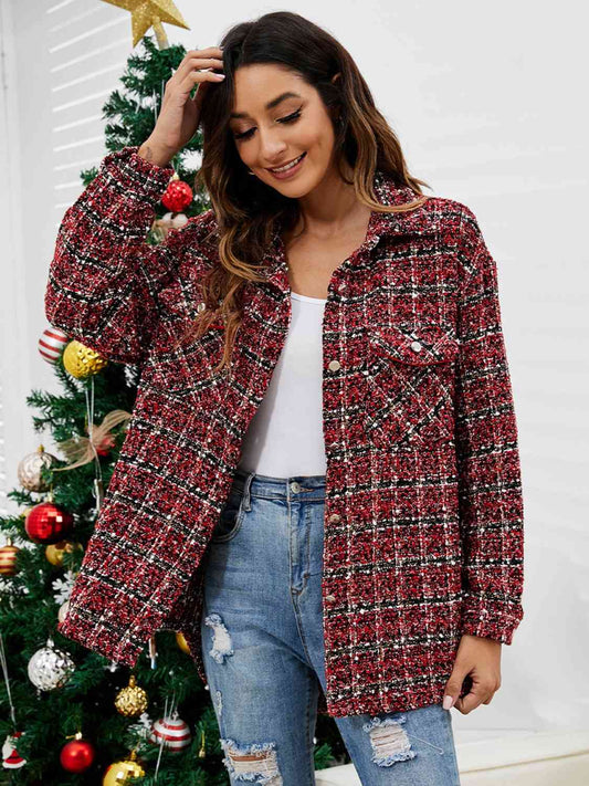 Plaid Button Front Jacket