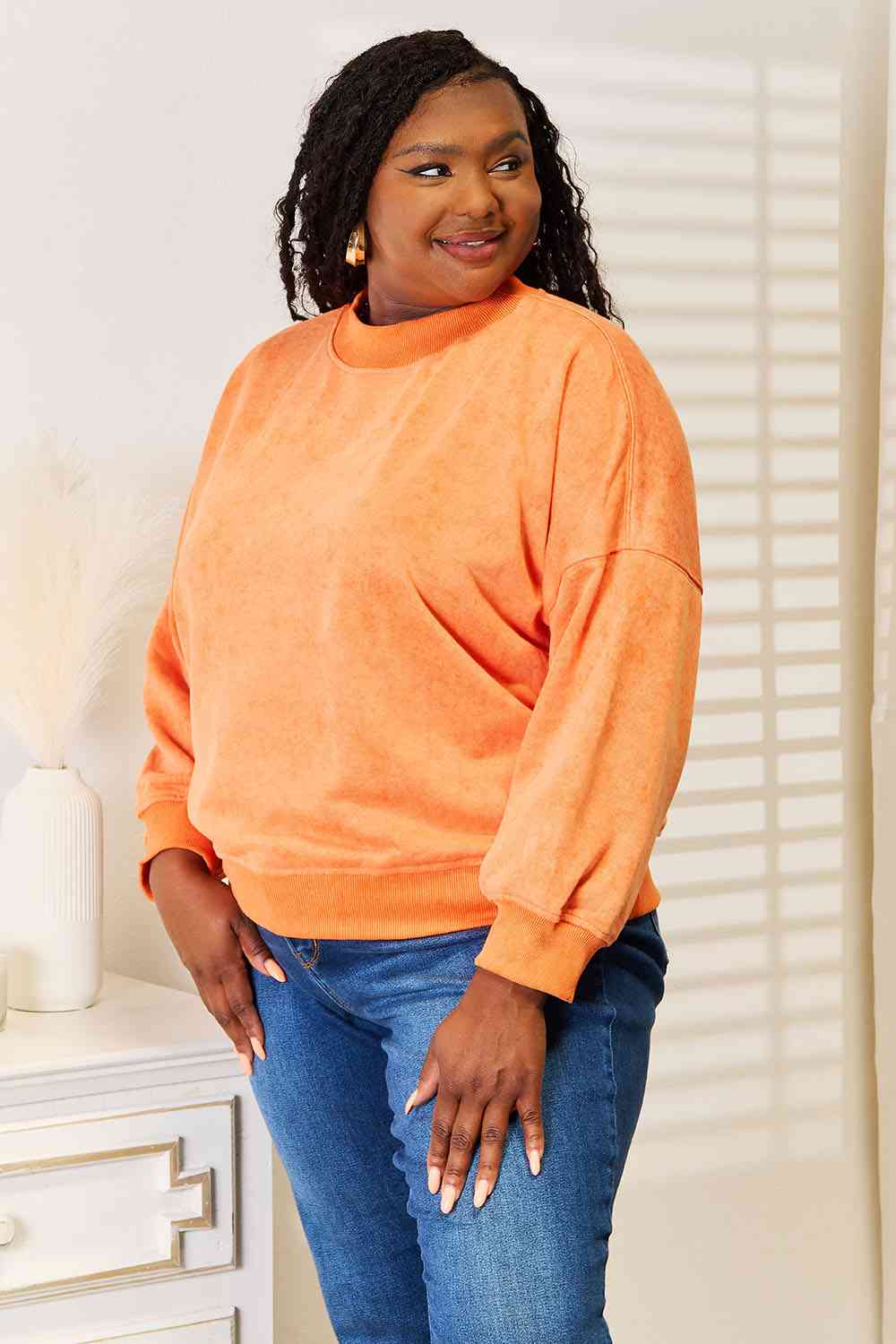 Round Neck Orange Sweatshirt