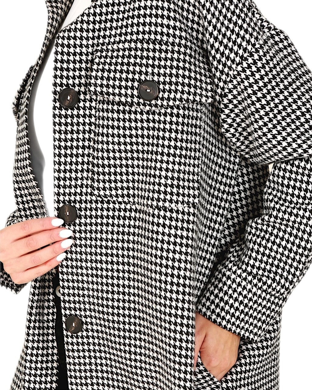 Houndstooth Long Jacket - Quelle's BoutiQue