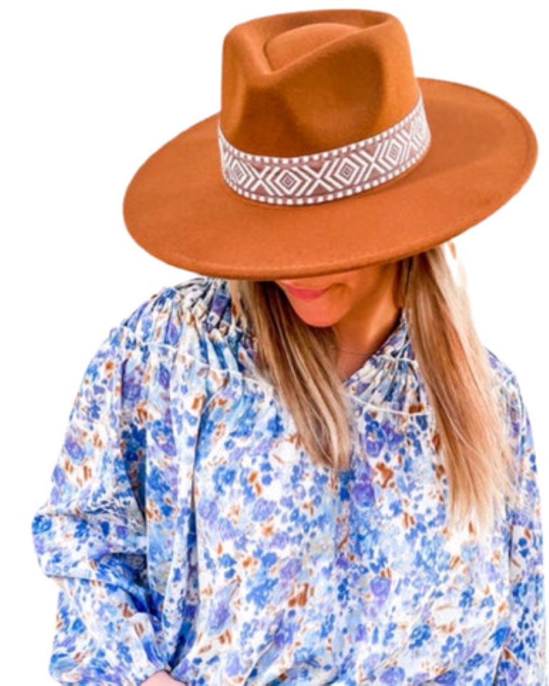 Large Brim Hat Diamond Accent Band - Quelle's BoutiQue