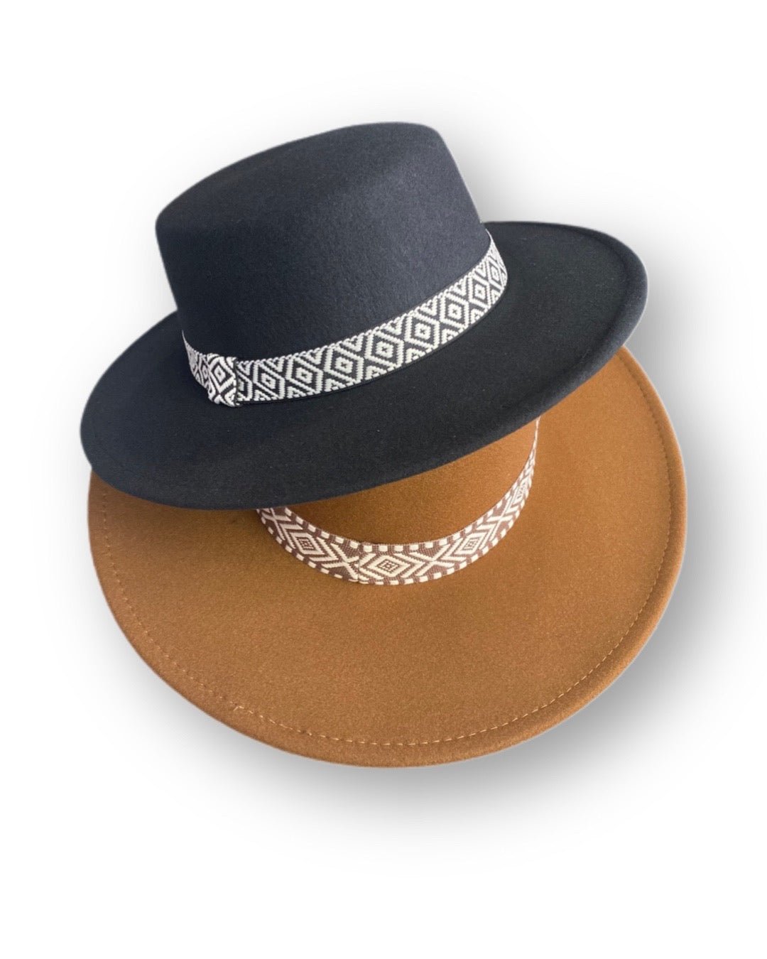 Large Brim Hat Diamond Accent Band - Quelle's BoutiQue