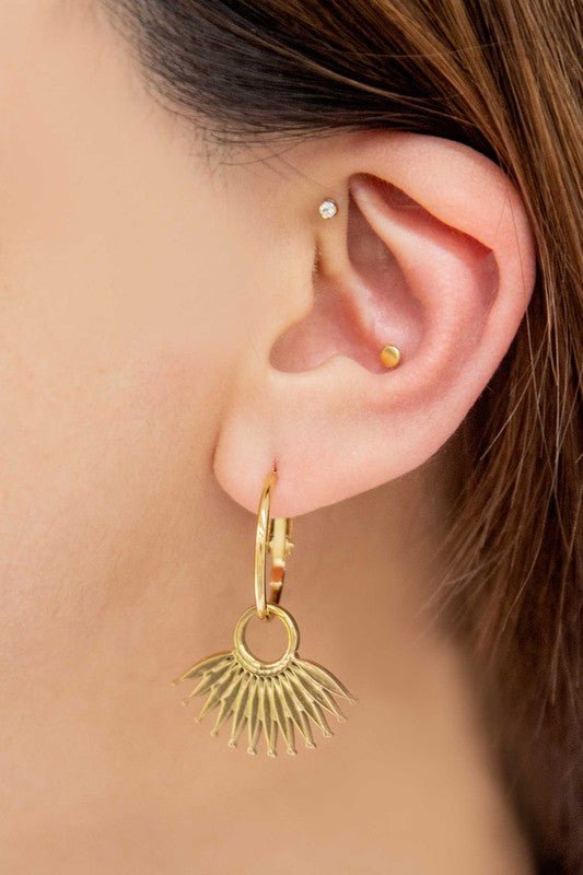 Palm Drop Hoop Earrings - Quelle's BoutiQue