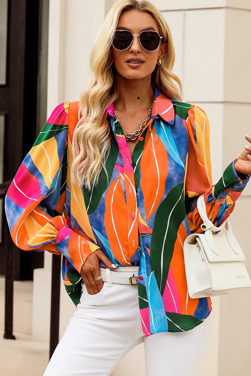 Bishop Sleeve Print Shirt - Quelle's BoutiQue