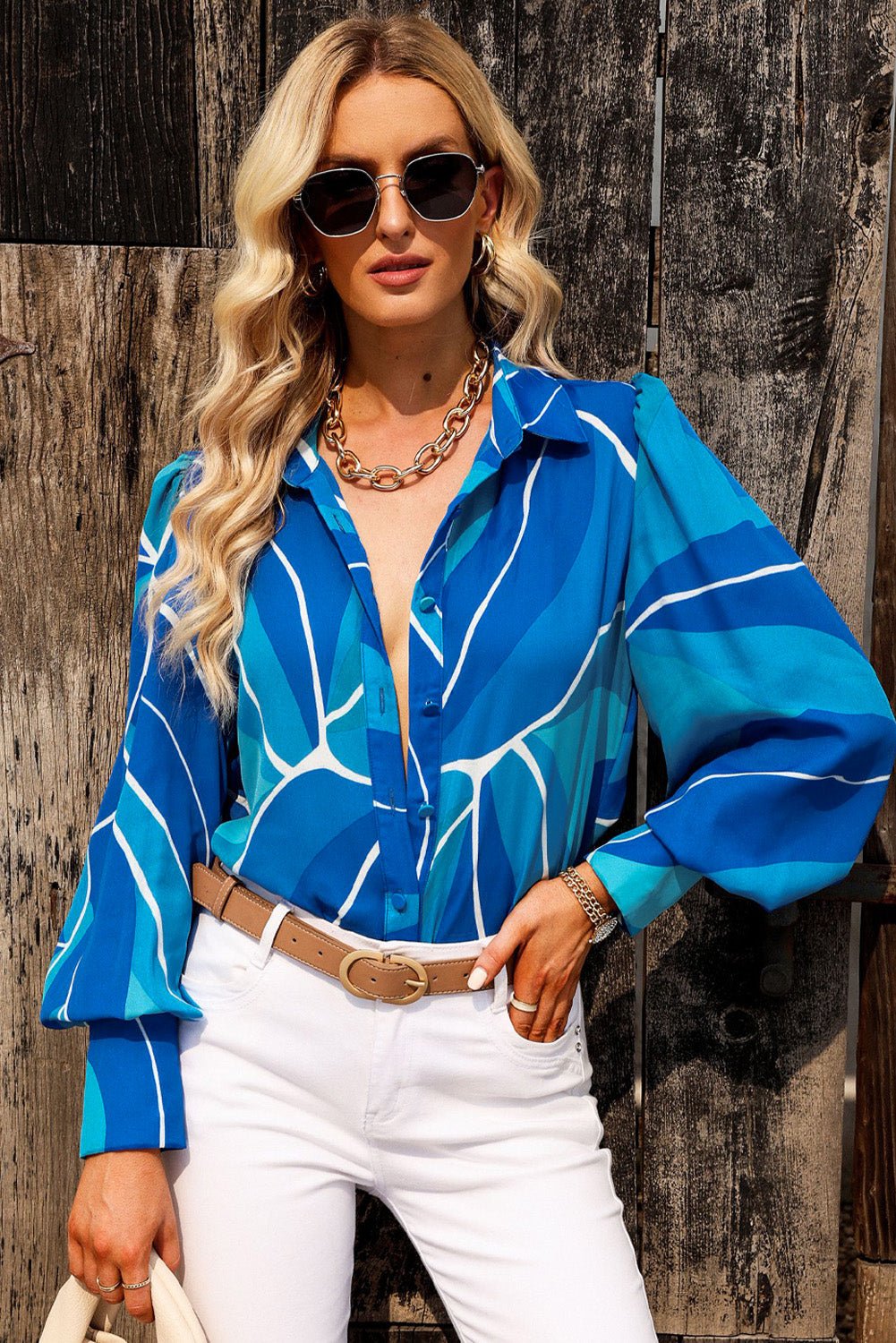 Bishop Sleeve Print Shirt - Quelle's BoutiQue