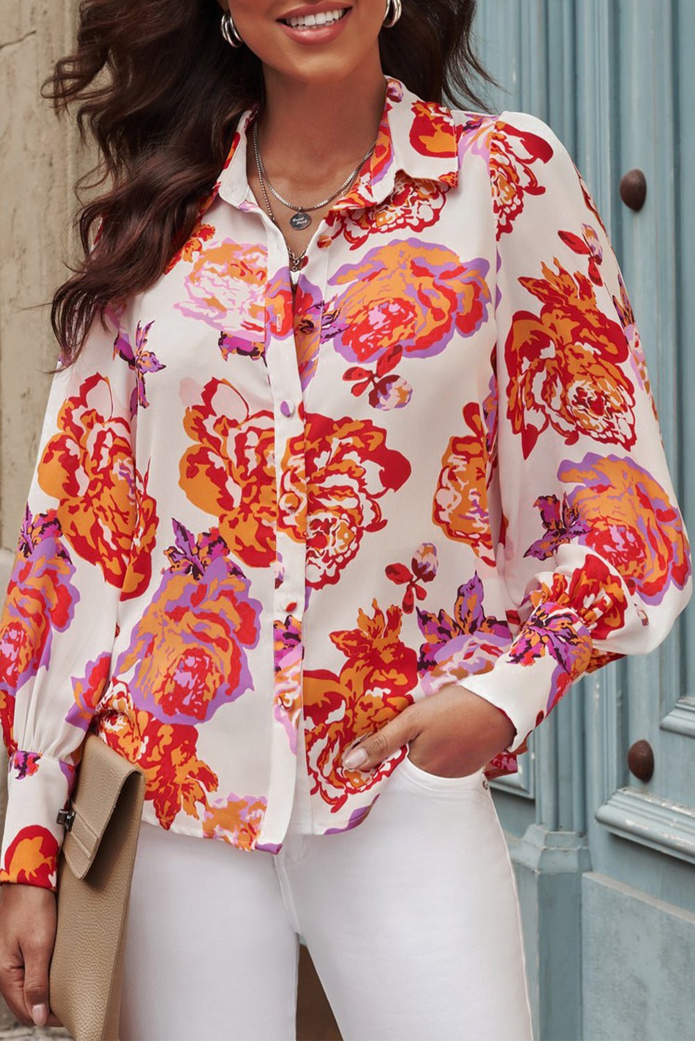 Bishop Sleeve Print Shirt - Quelle's BoutiQue