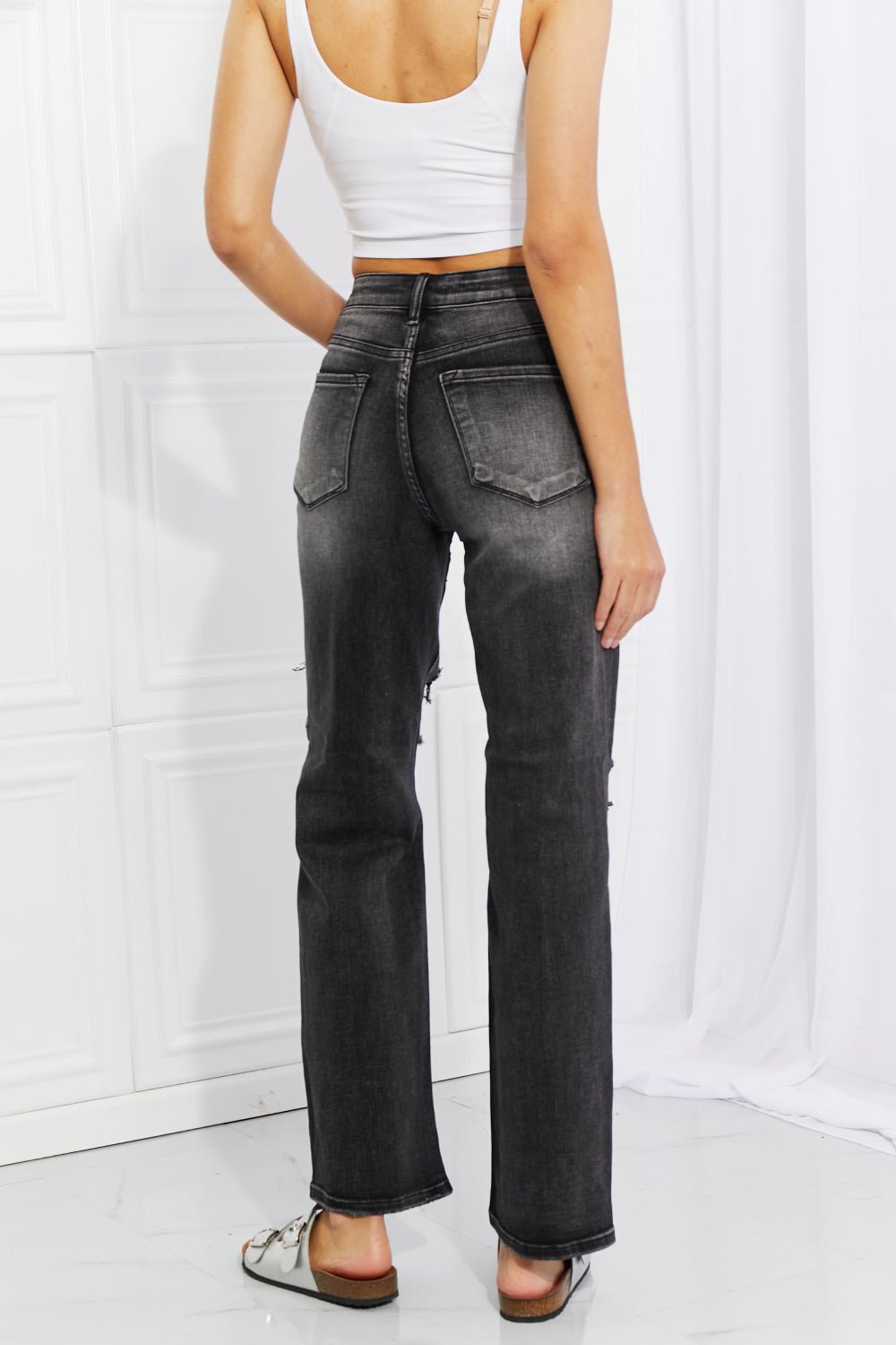 Black Distressed Loose Fit Jeans - Quelle's BoutiQue