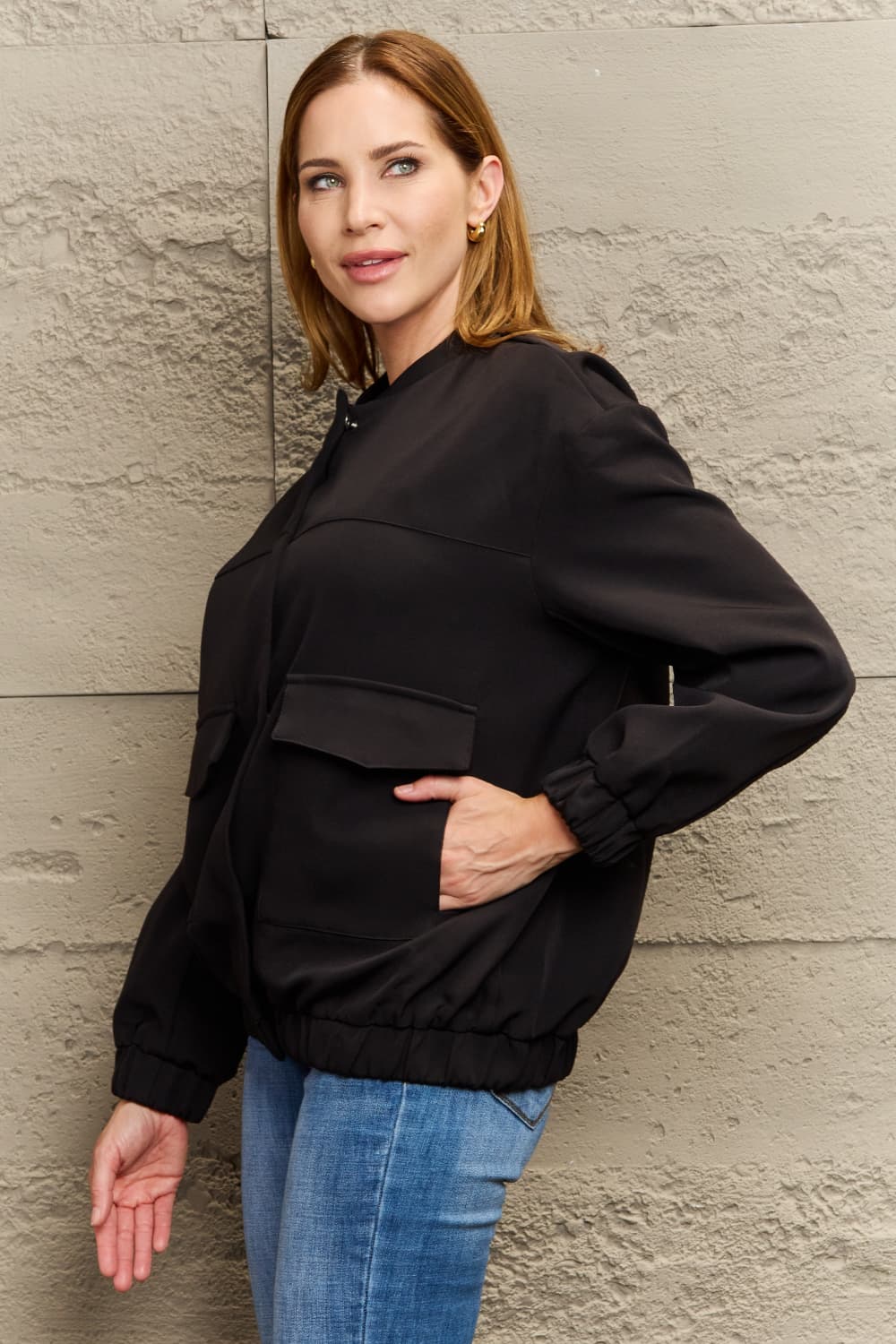 Black Dropped Shoulder Jacket - Quelle's BoutiQue