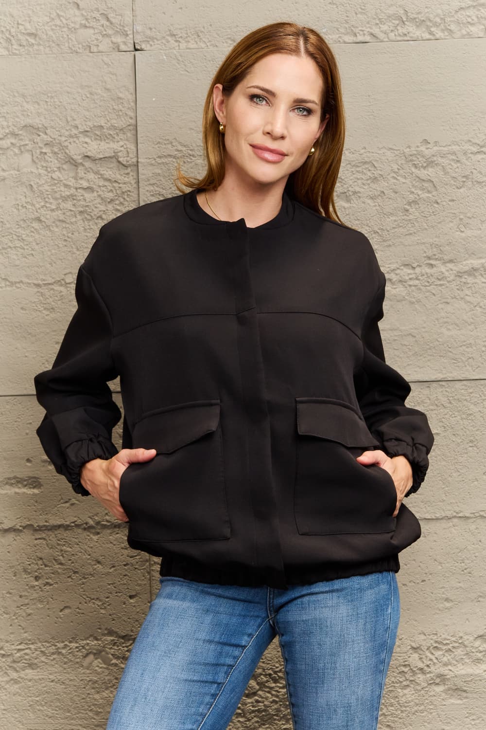 Black Dropped Shoulder Jacket - Quelle's BoutiQue