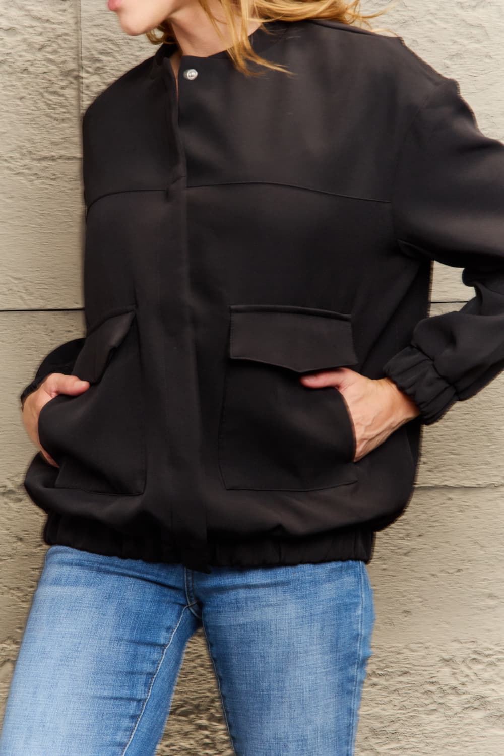 Black Dropped Shoulder Jacket - Quelle's BoutiQue