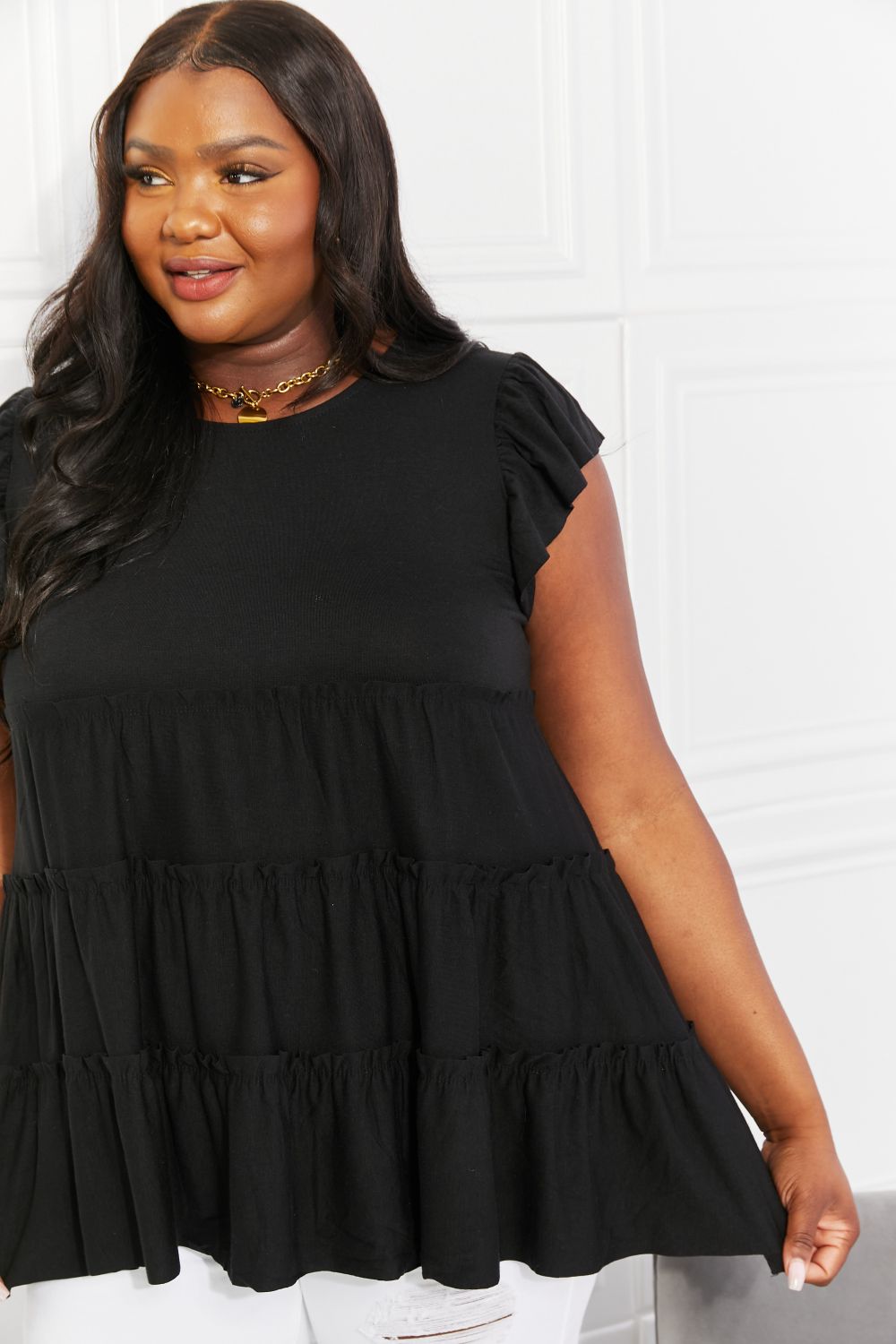 Black Tiered Peplum Top - Quelle's BoutiQue